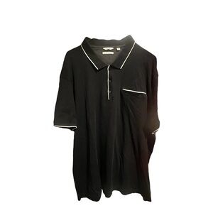 Calvin Klein Black and White Polo Shirt with Classic Trim